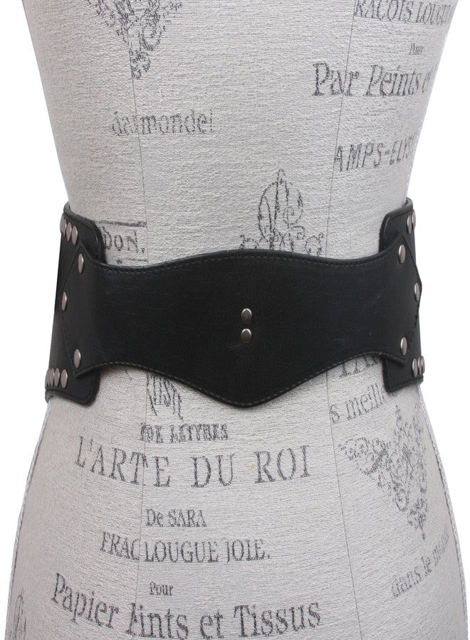 Beltiscool Ladies Wide Nail Head Studded Fashion Belt, Black | m/l (34"-36" waist) - Image 4